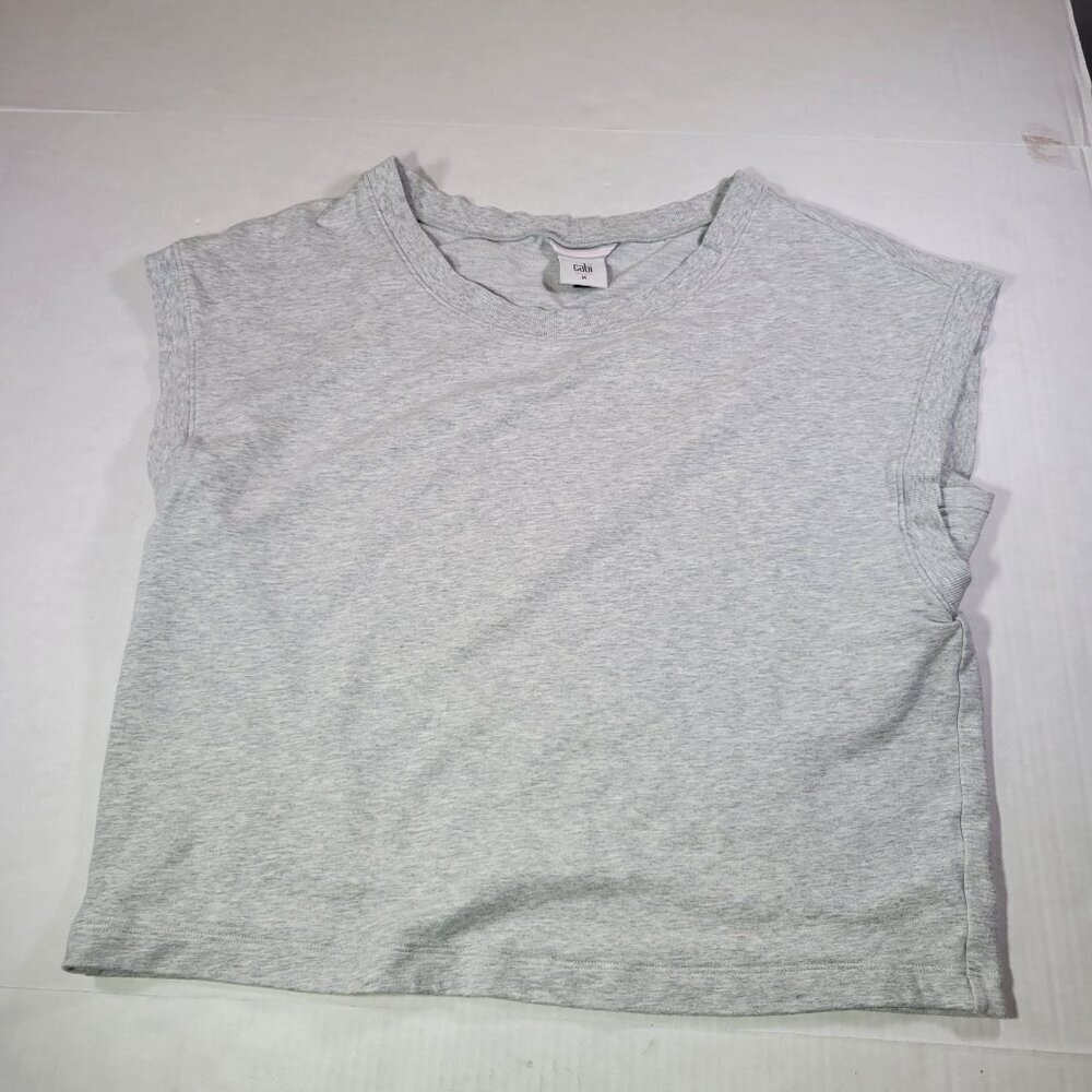 Cabi Women Modal & Cotton Blend Heather Gray Sleeveless Athleisure Muscle Top M